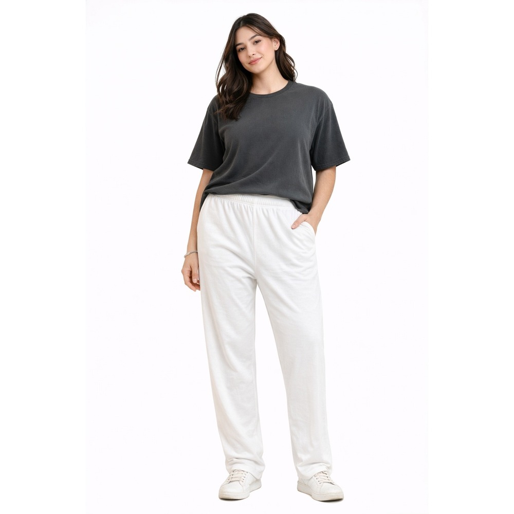 Blair Lounge Pants Womens 16 White High Waisted Cotton Blend‎ Relaxed Vintage